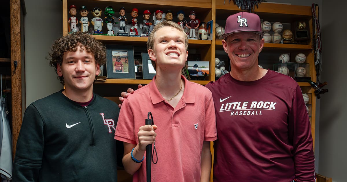 Dallas Cathey served as a guest announcer for the Little Rock Trojans baseball team on May 9.