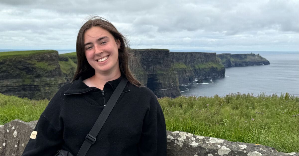 Emilia Berry visits the Cliffs of Moher in Ireland during her internship abroad.