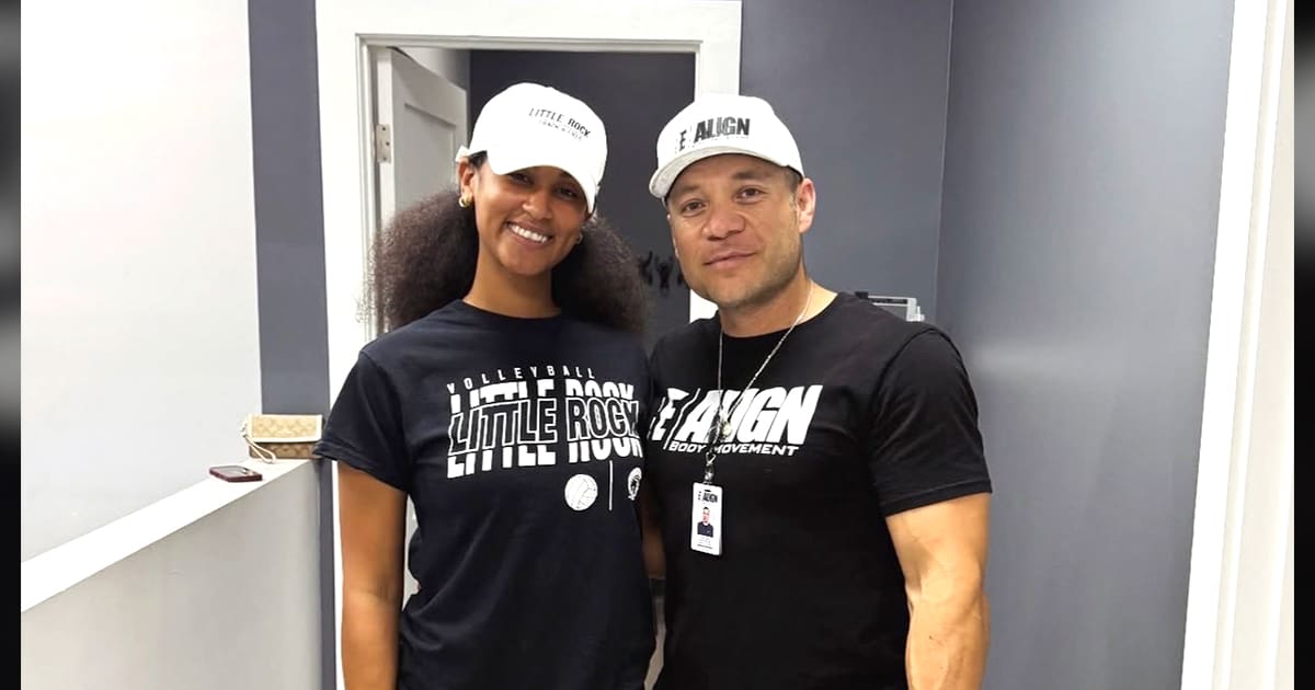 UA Little Rock student Madison Thomas and physical therapist Israel Lopez