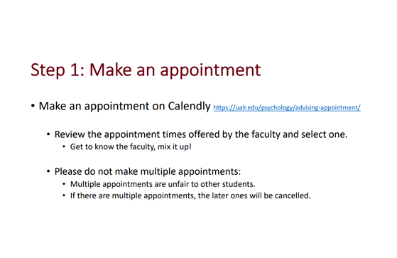 Link to step-by-step guidance on scheduling an advising appointment.