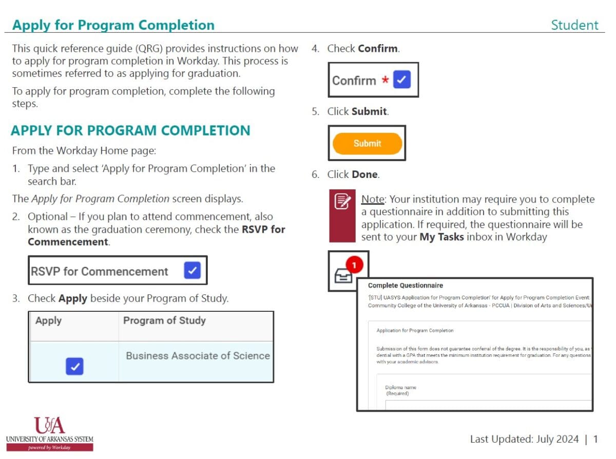 Apply for Program Completion - Student Records - UA Little Rock