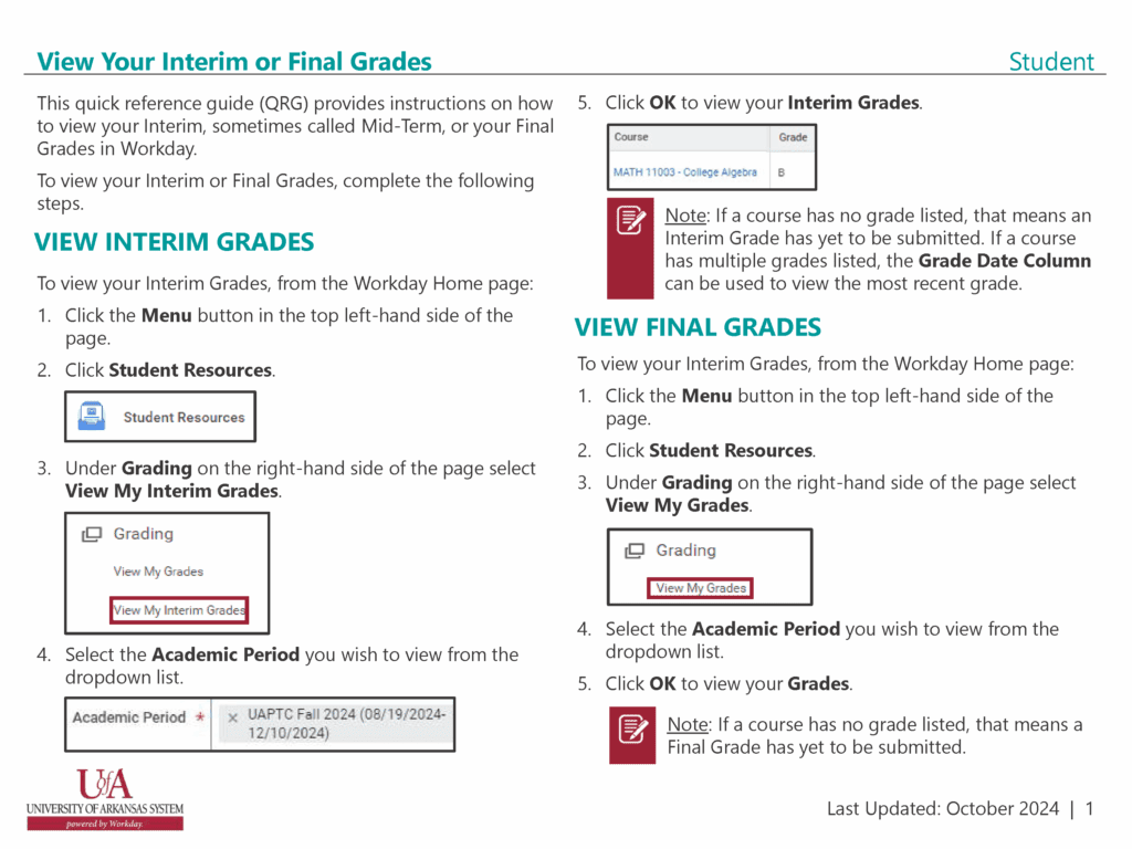 instructions for viewing grades