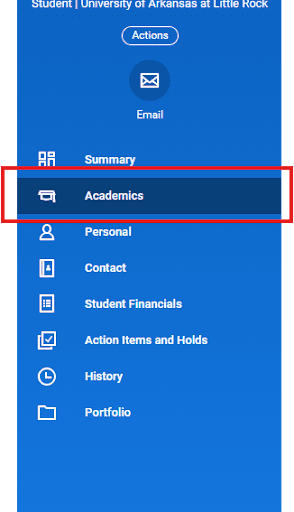 From the Main Menu, click on Academics: