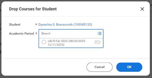 select the correct Academic Period: