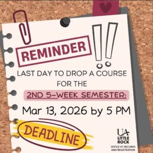 Last Day to drop a course for the 2nd 5-week term