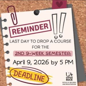 Deadline to drop 2nd 9-week Course
