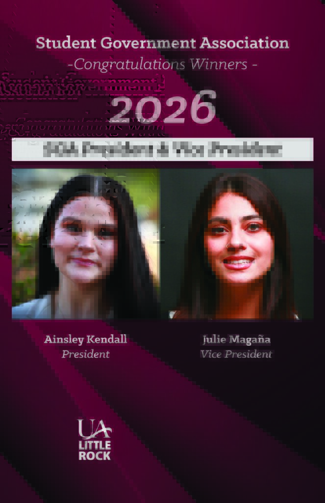 Picture of the newly elected SGA president and vice president.
Ainsley Kendall, President
Julie Magana, Vice President