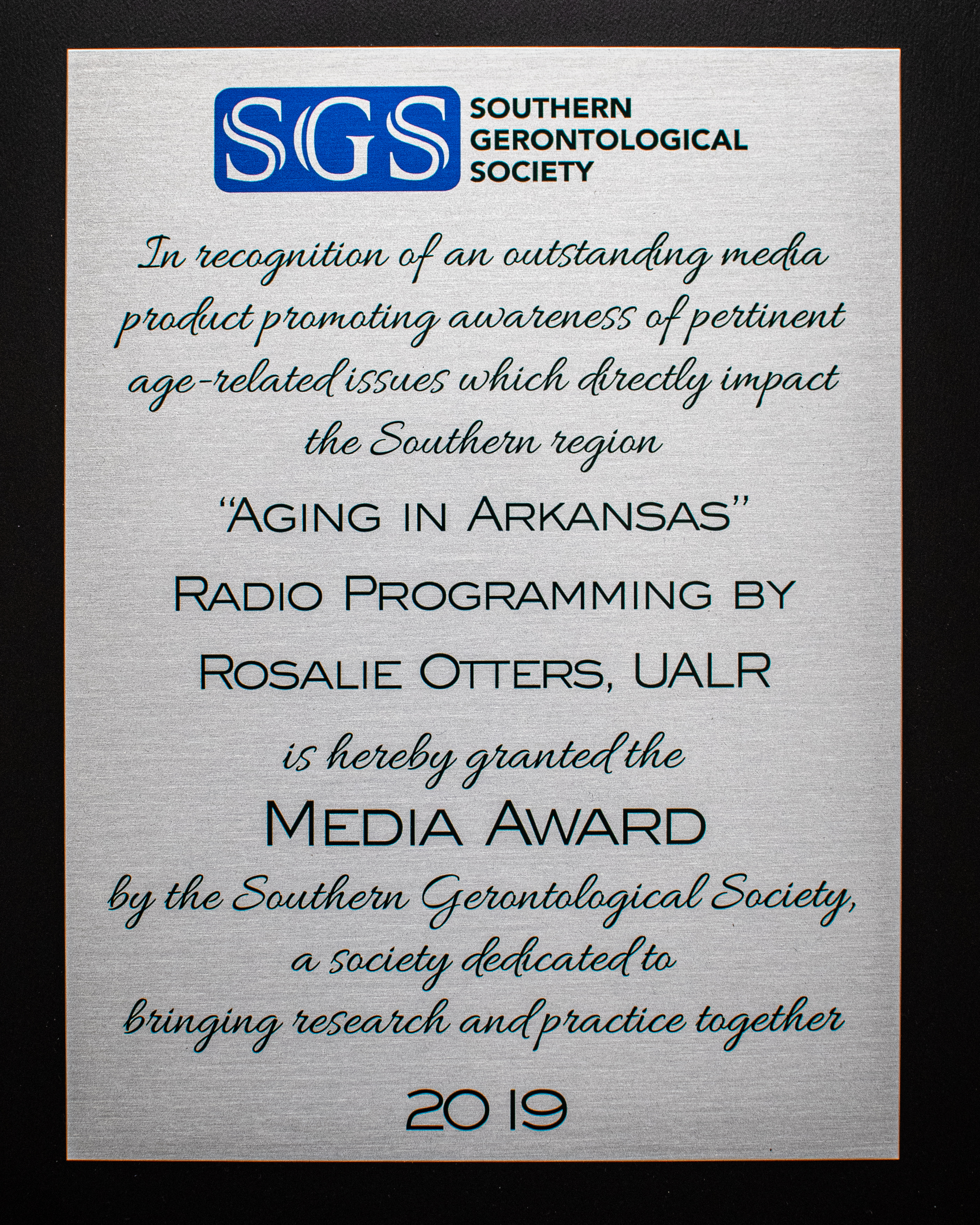 Southern Gerontological Society Media Award
