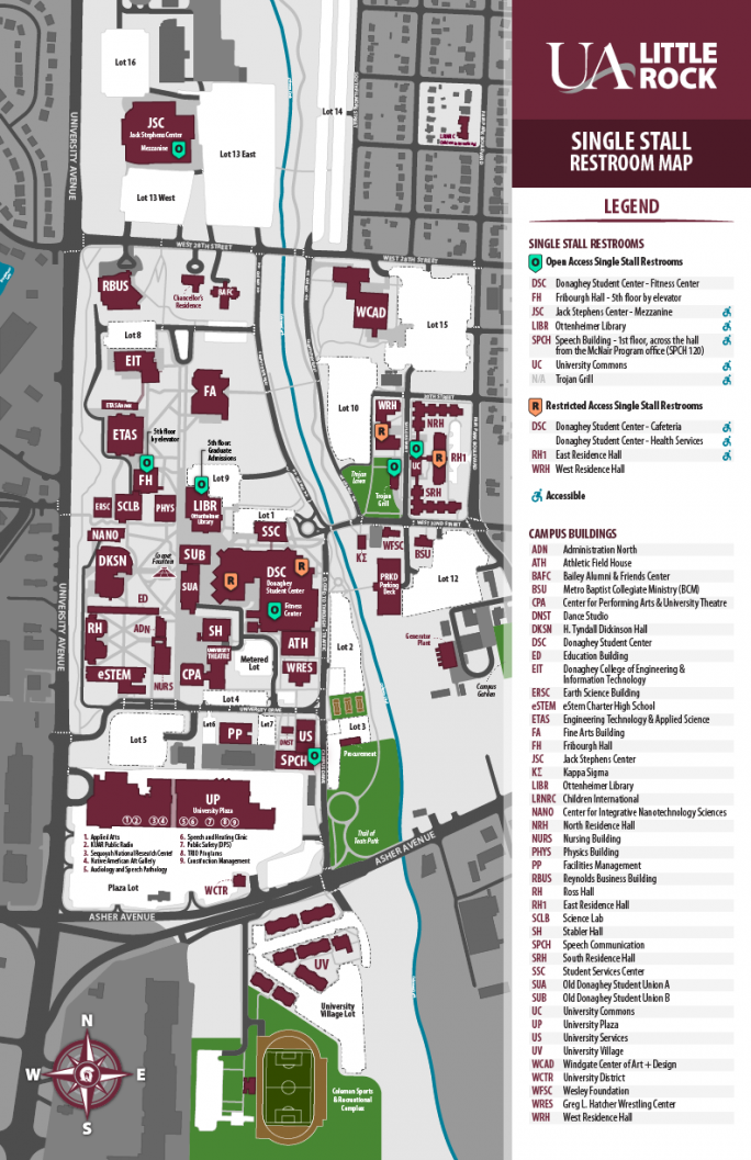 Single Stall Restroom Map - Student Affairs - UA Little Rock