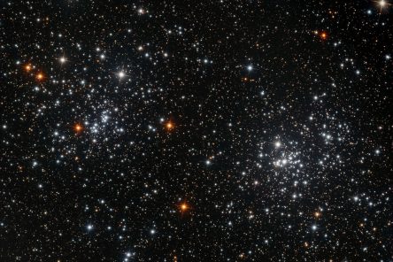 Photo of the Double Cluster with Red Stars