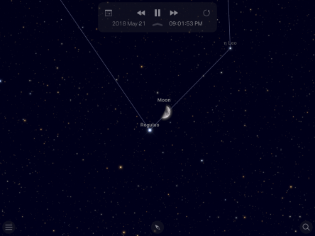 The Moon and star Regulus lined up