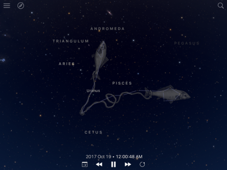 Image of Oct 19 Uranus within the constellation of Pisces