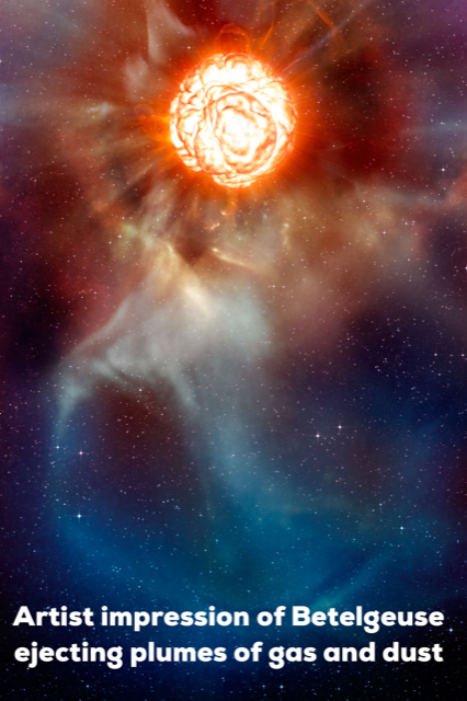 artist impression of Betelgeuse ejecting plumes