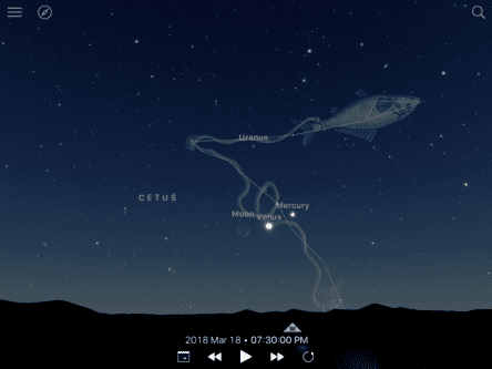The Moon and Venus and Mercury after sunset on March 18